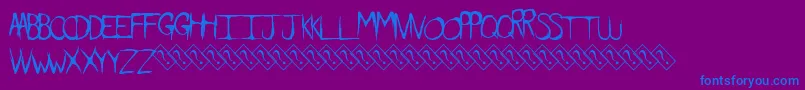 フォントDirtyfeature – 紫色の背景に青い文字
