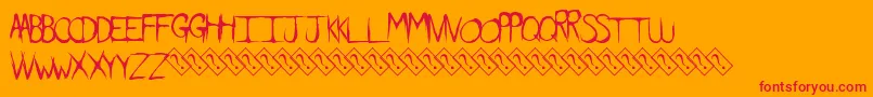 Weitere Informationen zur Dirtyfeature-Schriftart Dirtyfeature-Schriftart – Rote Schriften auf orangefarbenem Hintergrund
