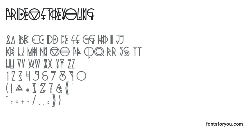 Schriftart PrideOfTheYoung (117167) – Alphabet, Zahlen, spezielle Symbole