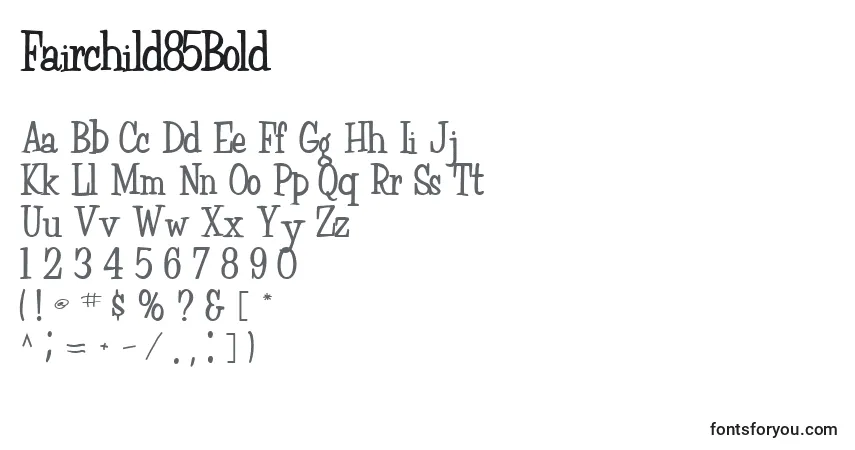 Czcionka Fairchild85Bold – alfabet, cyfry, specjalne znaki