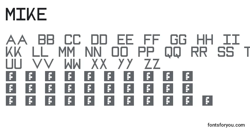 Czcionka Mike – alfabet, cyfry, specjalne znaki