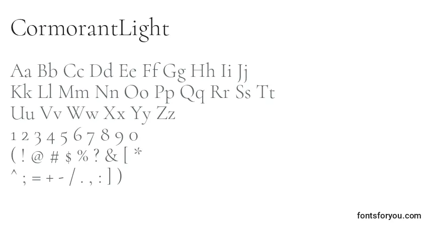 A fonte CormorantLight – alfabeto, números, caracteres especiais