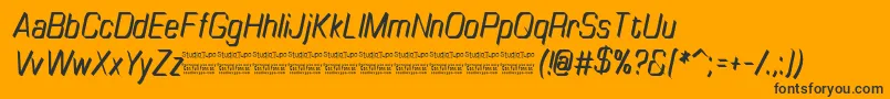 TinyplateItalicDemo-fontti – mustat fontit oranssilla taustalla