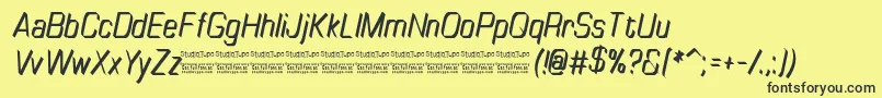 Police TinyplateItalicDemo – polices noires sur fond jaune