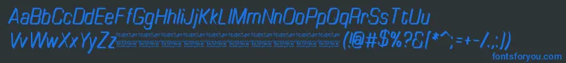 TinyplateItalicDemo Font – Blue Fonts on Black Background