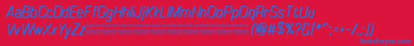 TinyplateItalicDemo Font – Blue Fonts on Red Background