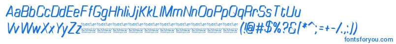 Шрифт TinyplateItalicDemo – синие шрифты на белом фоне