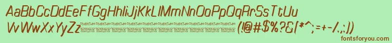 TinyplateItalicDemo Font – Brown Fonts on Green Background