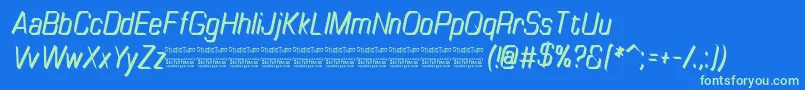 TinyplateItalicDemo Font – Green Fonts on Blue Background