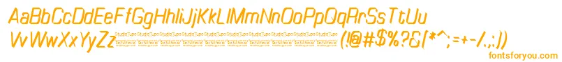 Шрифт TinyplateItalicDemo – оранжевые шрифты на белом фоне