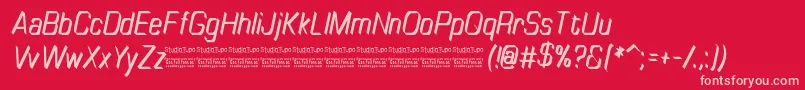Шрифт TinyplateItalicDemo – розовые шрифты на красном фоне