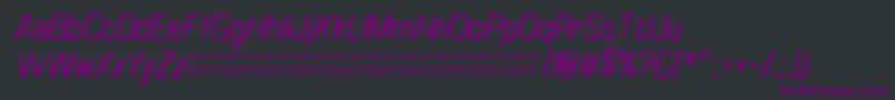 TinyplateItalicDemo-fontti – violetit fontit mustalla taustalla