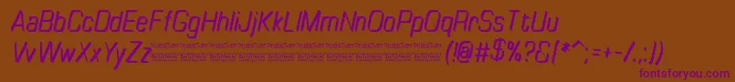 TinyplateItalicDemo Font – Purple Fonts on Brown Background