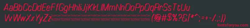 Czcionka TinyplateItalicDemo – czerwone czcionki na czarnym tle