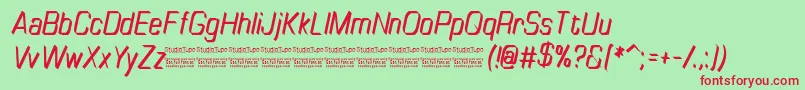 TinyplateItalicDemo-Schriftart – Rote Schriften auf grünem Hintergrund
