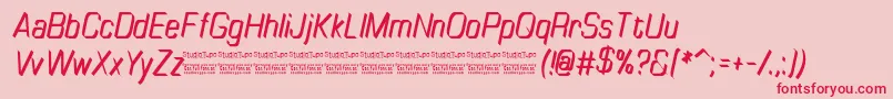 TinyplateItalicDemo-fontti – punaiset fontit vaaleanpunaisella taustalla