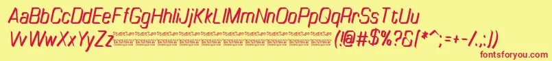 TinyplateItalicDemo Font – Red Fonts on Yellow Background