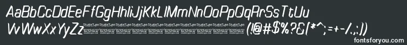 TinyplateItalicDemo-fontti – valkoiset fontit mustalla taustalla
