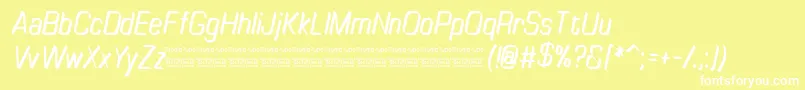 TinyplateItalicDemo-fontti – valkoiset fontit keltaisella taustalla