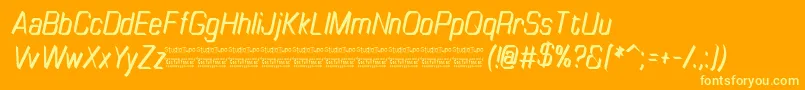 TinyplateItalicDemo-Schriftart – Gelbe Schriften auf orangefarbenem Hintergrund