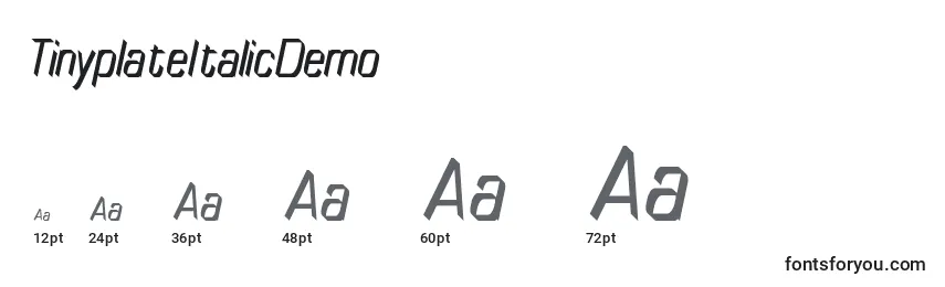 Размеры шрифта TinyplateItalicDemo