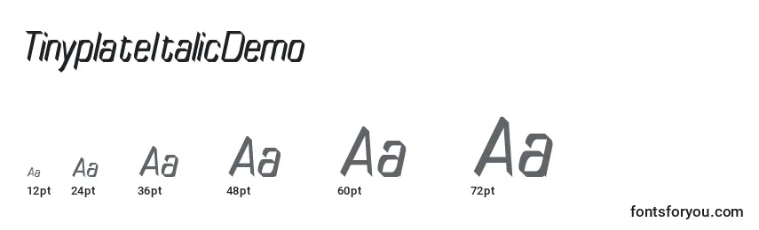 Rozmiary czcionki TinyplateItalicDemo