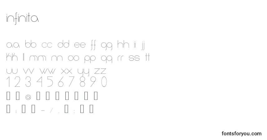 Schriftart Infinita (117171) – Alphabet, Zahlen, spezielle Symbole