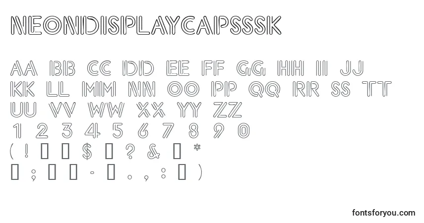 Neondisplaycapsssk Font – alphabet, numbers, special characters
