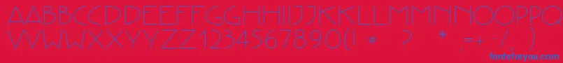 Fonte CreativetypeRegular – fontes azuis em um fundo vermelho