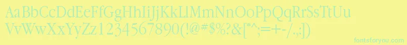GaramondnarrowbttNormal Font – Green Fonts on Yellow Background