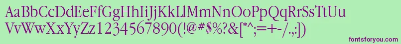 GaramondnarrowbttNormal-Schriftart – Violette Schriften auf grünem Hintergrund