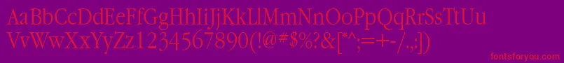GaramondnarrowbttNormal-Schriftart – Rote Schriften auf violettem Hintergrund