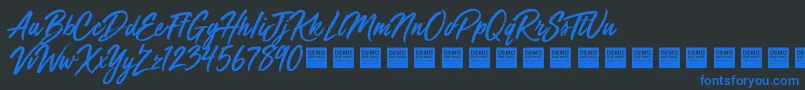 MegaFreshDemo Font – Blue Fonts on Black Background