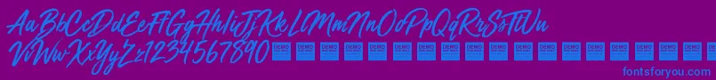 fuente MegaFreshDemo – Fuentes Azules Sobre Fondo Morado