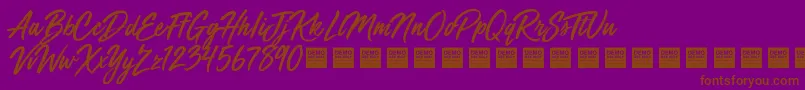 Fonte MegaFreshDemo – fontes marrons em um fundo roxo