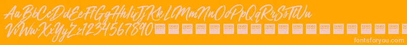 MegaFreshDemo Font – Pink Fonts on Orange Background