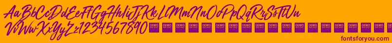 MegaFreshDemo Font – Purple Fonts on Orange Background