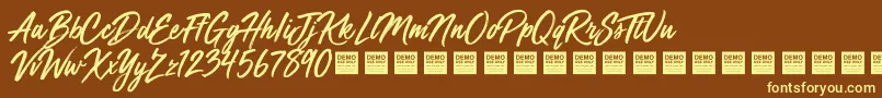 MegaFreshDemo Font – Yellow Fonts on Brown Background