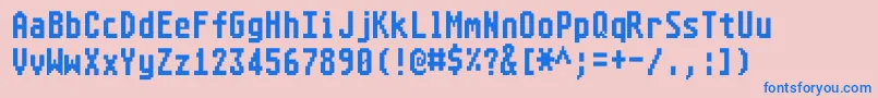 Fonte Atarist8x16systemfont – fontes azuis em um fundo rosa