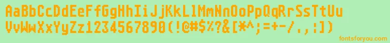 Atarist8x16systemfont-fontti – oranssit fontit vihreällä taustalla