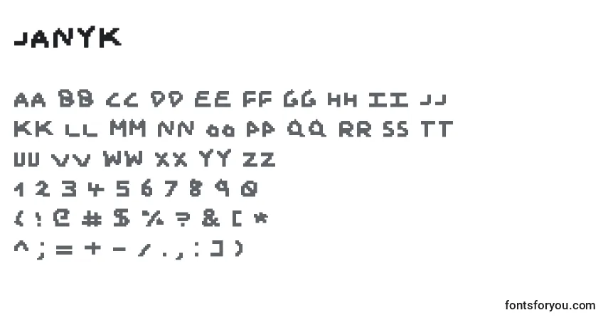 Шрифт Janyk – алфавит, цифры, специальные символы