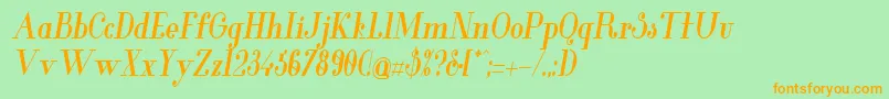 GlamorBoldcondenseditalic Font – Orange Fonts on Green Background