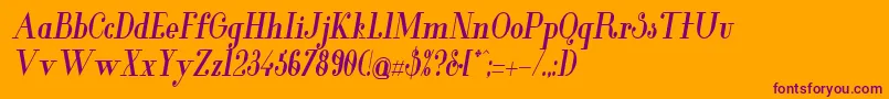 GlamorBoldcondenseditalic Font – Purple Fonts on Orange Background