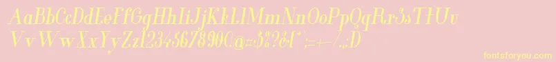 GlamorBoldcondenseditalic-Schriftart – Gelbe Schriften auf rosa Hintergrund