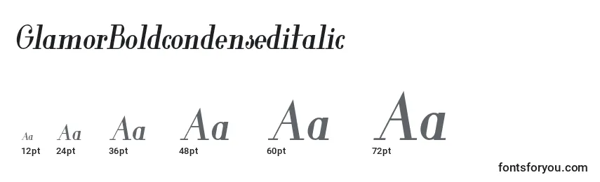 Размеры шрифта GlamorBoldcondenseditalic (117188)