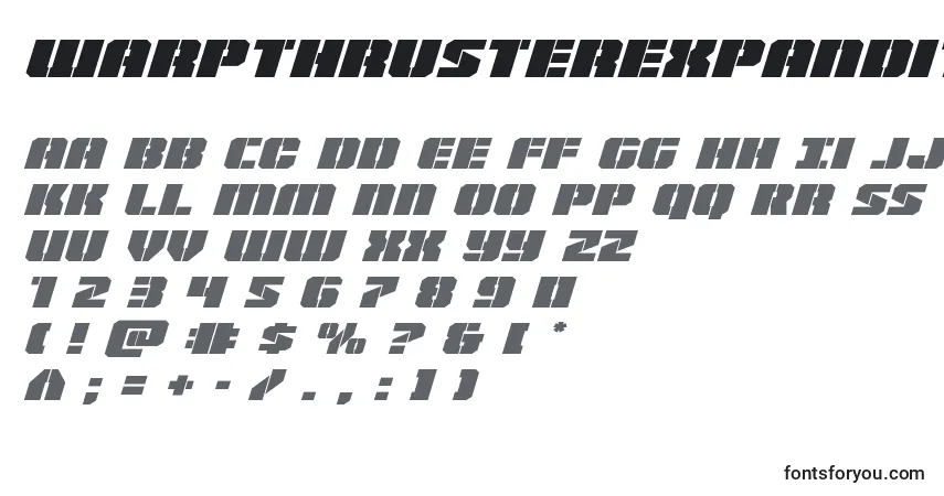 Шрифт Warpthrusterexpandital – алфавит, цифры, специальные символы