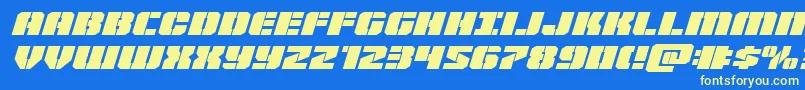 Warpthrusterexpandital Font – Yellow Fonts on Blue Background