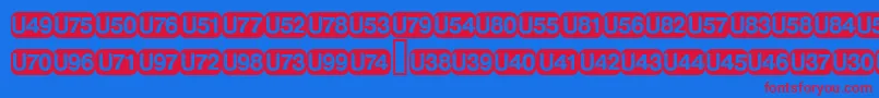 フォントDeutschebahnagFive – 赤い文字の青い背景