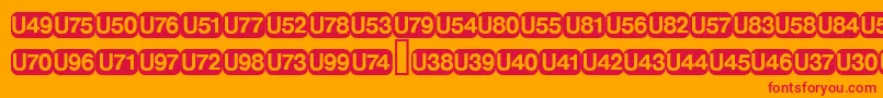 フォントDeutschebahnagFive – オレンジの背景に赤い文字