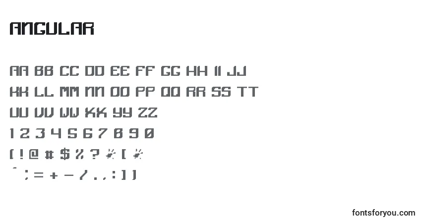 Angular-fontti – aakkoset, numerot, erikoismerkit